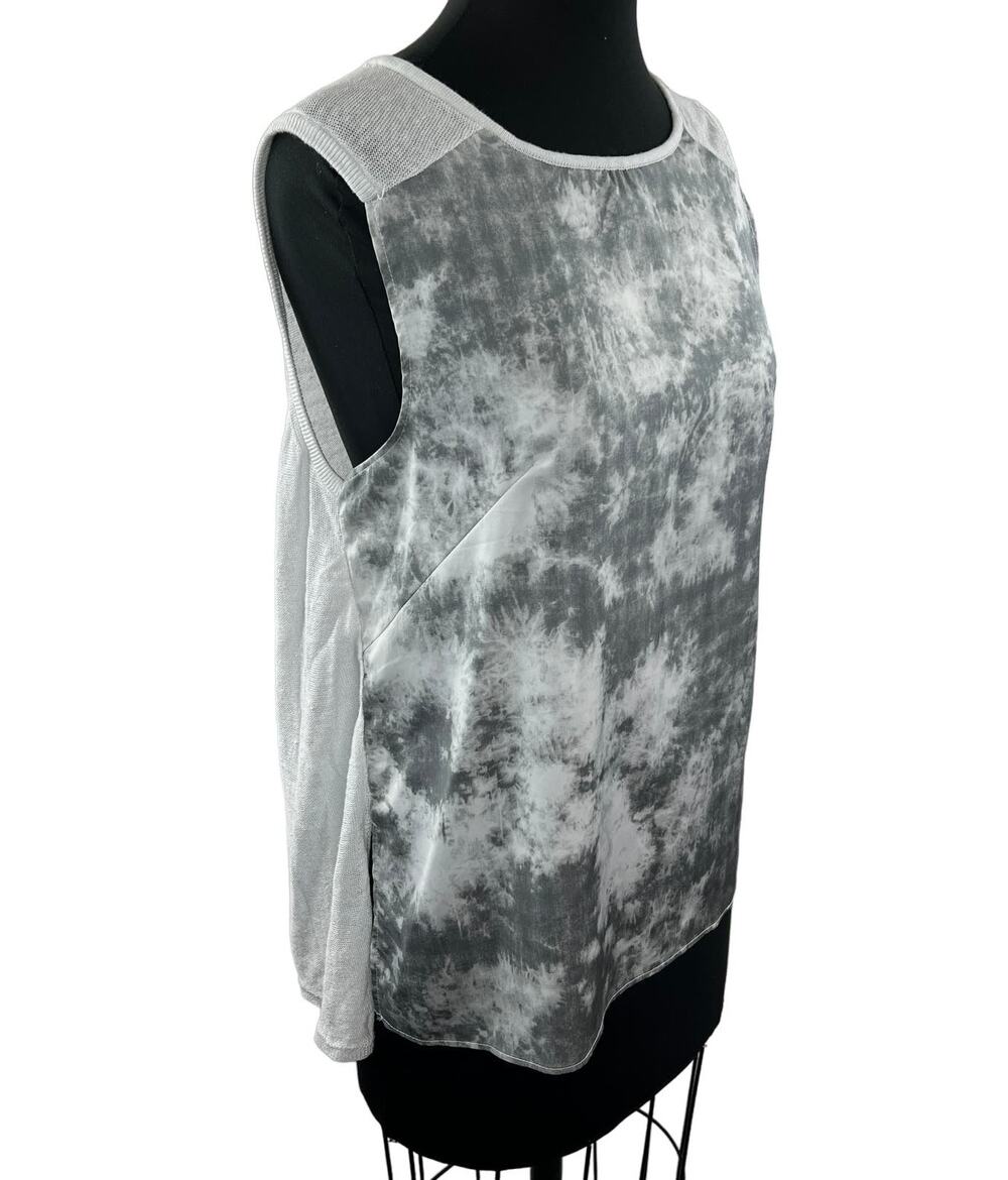 H&M Womens Gray White Tie Dye Round Neck Sleeveless Pullover Knit Top Size M